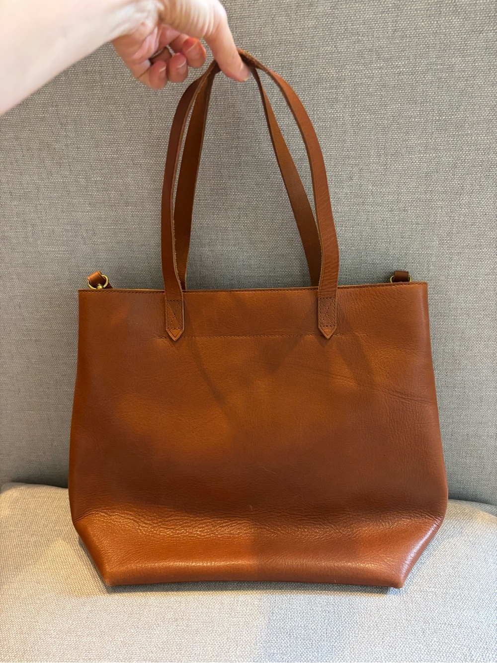 Madewell Transport zip-top Tan Leather Tote with Detachable Shoulder Strap - Picture 5 of 6